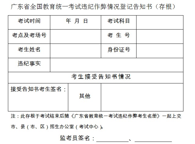 四川省全国教育统一考试违纪作弊情况登记告知(图1)
