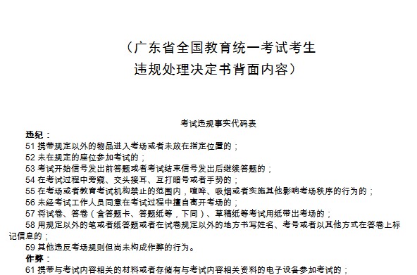 四川省全国教育统一考试违纪作弊情况登记告知(图7)