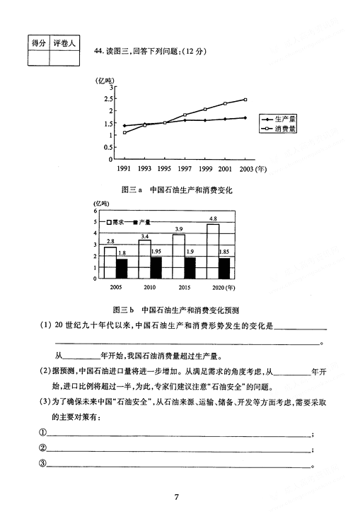 2005年成人高考地理历史试题及答案下(高起点)